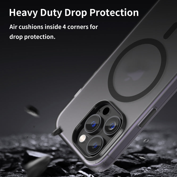 For iPhone 16 Pro Max MagSafe Frosted Translucent TPU + PC Full Coverage Phone Case(Black)