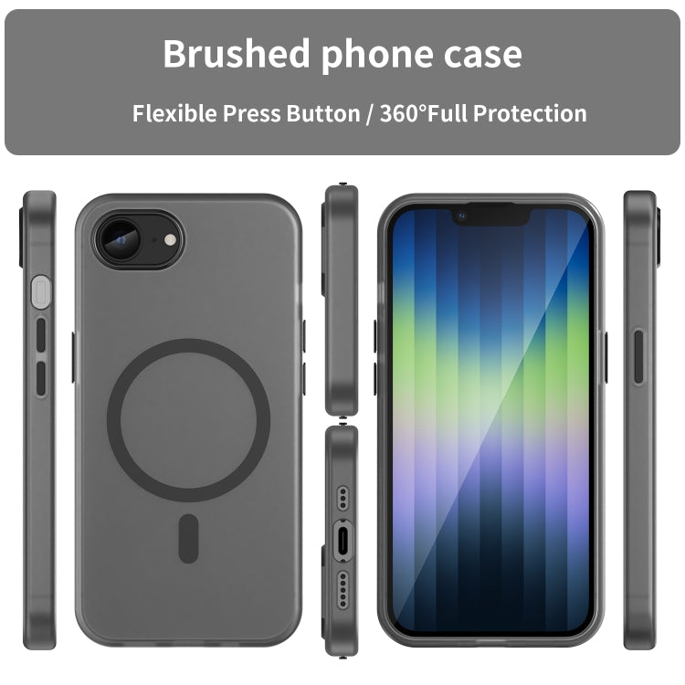 For iPhone 16e MagSafe Frosted Translucent TPU + PC Full Coverage Phone Case(Black) - iPhone 16e Cases by PMC TechLife | Online Shopping South Africa | PMC TechLife | Buy Now Pay Later Mobicred
