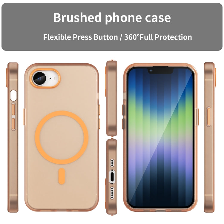 For iPhone 16e MagSafe Frosted Translucent TPU + PC Full Coverage Phone Case(Orange) - iPhone 16e Cases by PMC TechLife | Online Shopping South Africa | PMC TechLife | Buy Now Pay Later Mobicred