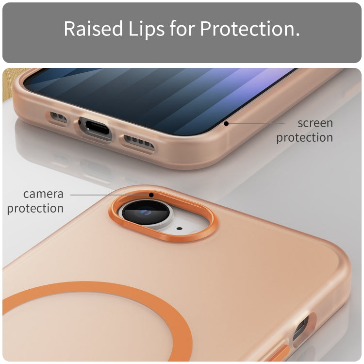 For iPhone 16e MagSafe Frosted Translucent TPU + PC Full Coverage Phone Case(Orange) - iPhone 16e Cases by PMC TechLife | Online Shopping South Africa | PMC TechLife | Buy Now Pay Later Mobicred