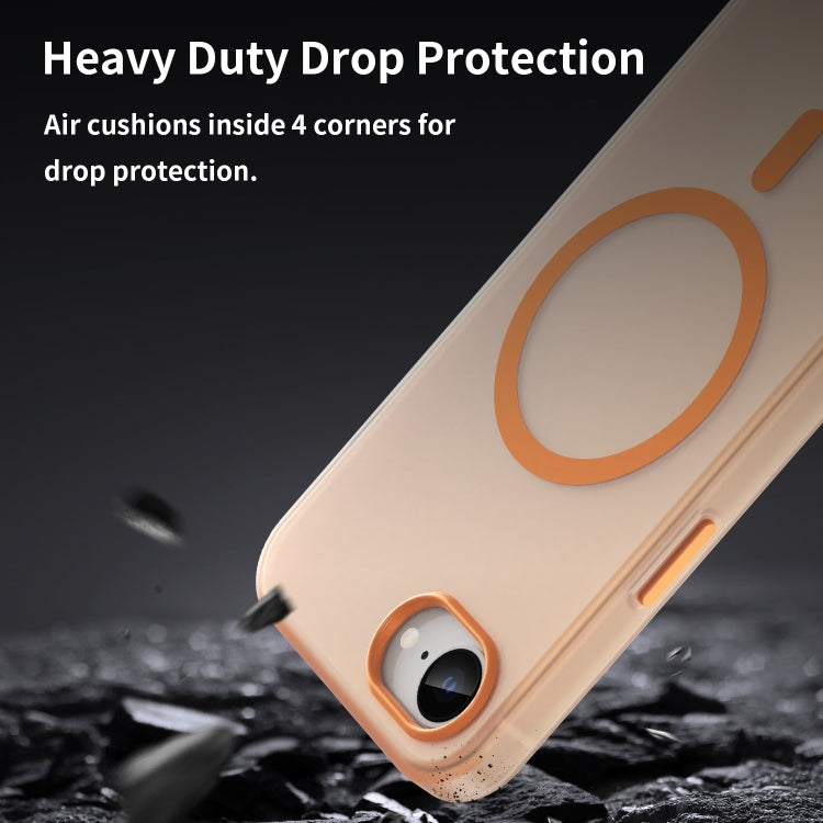 For iPhone 16e MagSafe Frosted Translucent TPU + PC Full Coverage Phone Case(Orange) - iPhone 16e Cases by PMC TechLife | Online Shopping South Africa | PMC TechLife | Buy Now Pay Later Mobicred