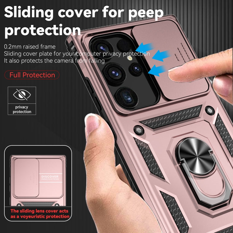 For Samsung Galaxy S24 Ultra 5G Sliding Camshield Holder Phone Case(Rose Gold) - Galaxy S24 Ultra 5G Cases by PMC TechLife | Online Shopping South Africa | PMC TechLife