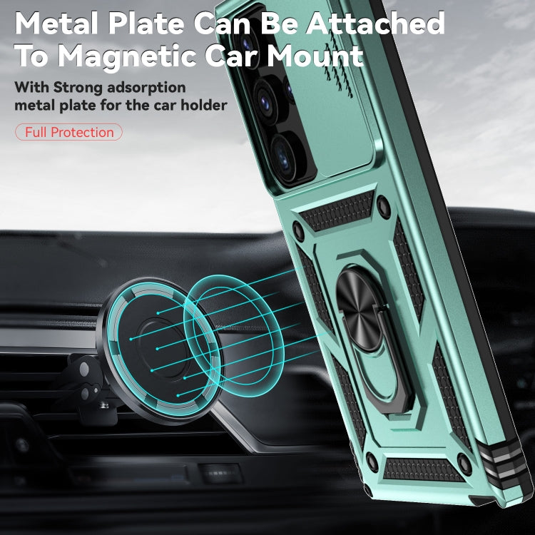 For Samsung Galaxy S24 Ultra 5G Sliding Camshield Holder Phone Case(Dark Green) - Galaxy S24 Ultra 5G Cases by PMC TechLife | Online Shopping South Africa | PMC TechLife