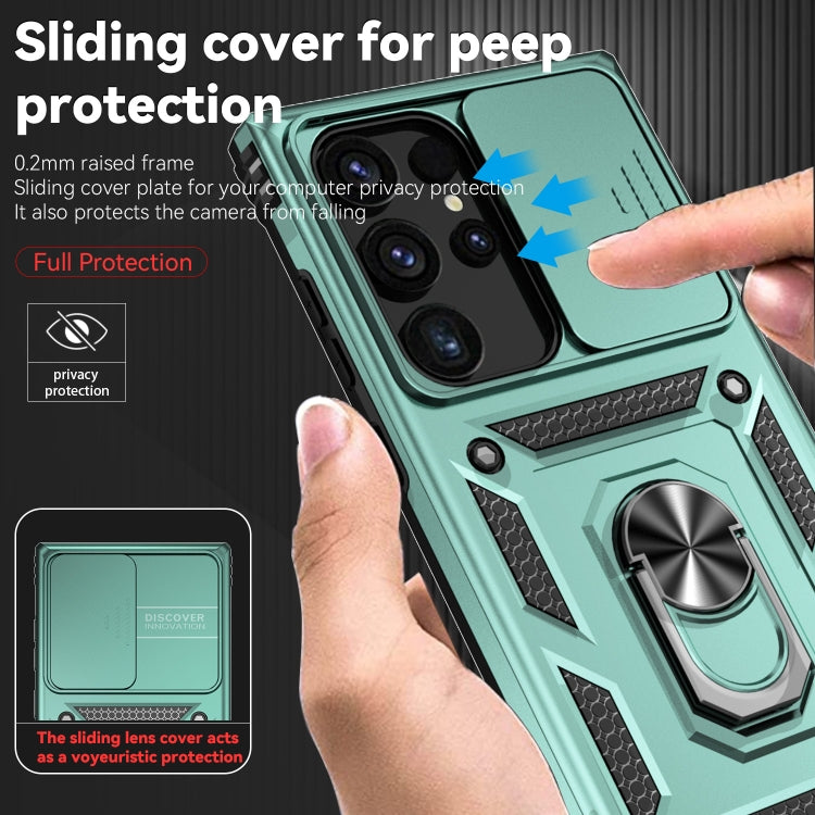 For Samsung Galaxy S24 Ultra 5G Sliding Camshield Holder Phone Case(Dark Green) - Galaxy S24 Ultra 5G Cases by PMC TechLife | Online Shopping South Africa | PMC TechLife