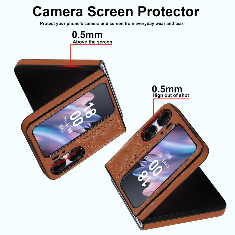For OPPO Find N2 Flip V-shaped Folding Phone Case(Brown) - OPPO Cases by PMC TechLife | Online Shopping South Africa | PMC TechLife | Buy Now Pay Later Mobicred