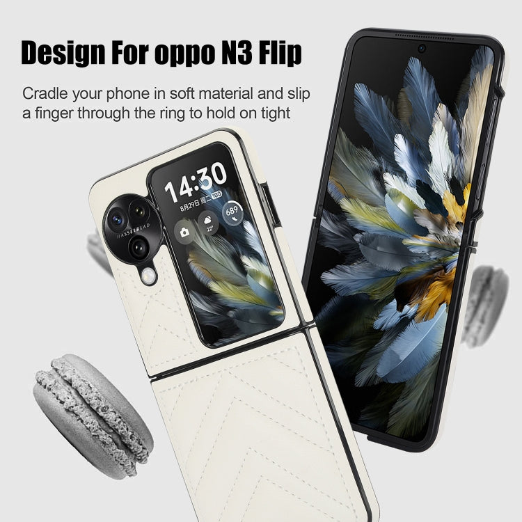 For OPPO Find N3 Flip V-shaped Folding Phone Case(White) - Find N3 Flip Cases by PMC TechLife | Online Shopping South Africa | PMC TechLife | Buy Now Pay Later Mobicred