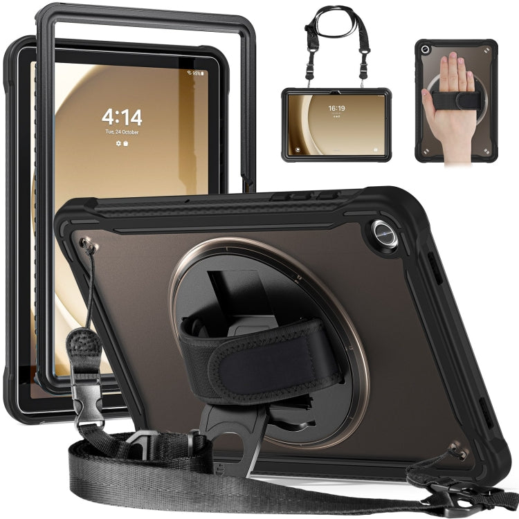 For Samsung Galaxy Tab A9+ X210/X215 Powerful Sailor Hand Grip Heavy Duty Hybrid Tablet Case with Strap(Clear Black) - free shipping - PMC TechLife - Order now!
