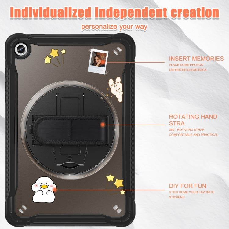 For Samsung Galaxy Tab A9+ X210/X215 Powerful Sailor Hand Grip Heavy Duty Hybrid Tablet Case with Strap(Clear Black) - free shipping - PMC TechLife - Order now!