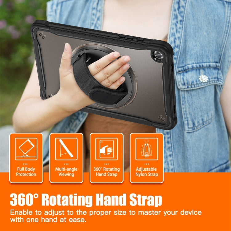 For Samsung Galaxy Tab A9+ X210/X215 Powerful Sailor Hand Grip Heavy Duty Hybrid Tablet Case with Strap(Clear Black) - free shipping - PMC TechLife - Order now!