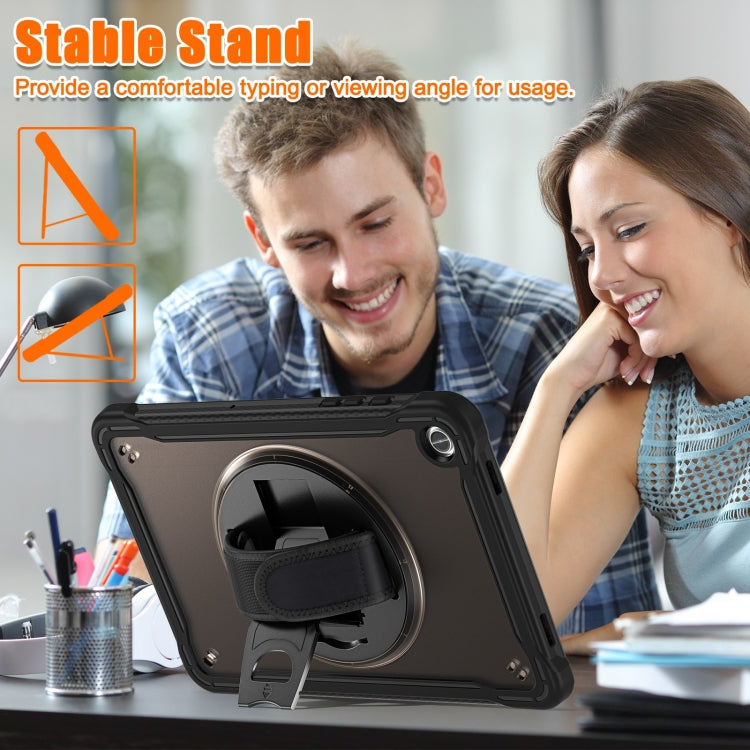 For Samsung Galaxy Tab A9+ X210/X215 Powerful Sailor Hand Grip Heavy Duty Hybrid Tablet Case with Strap(Clear Black) - free shipping - PMC TechLife - Order now!