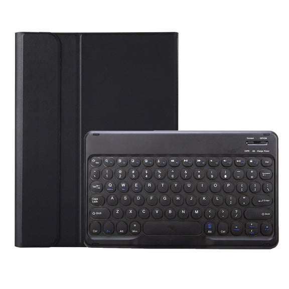 For Samsung Galaxy Tab S10 FE / S9 FE / S9 Candy Color TPU Round Keycap Bluetooth Keyboard Leather Case with Pen Slot(Black)