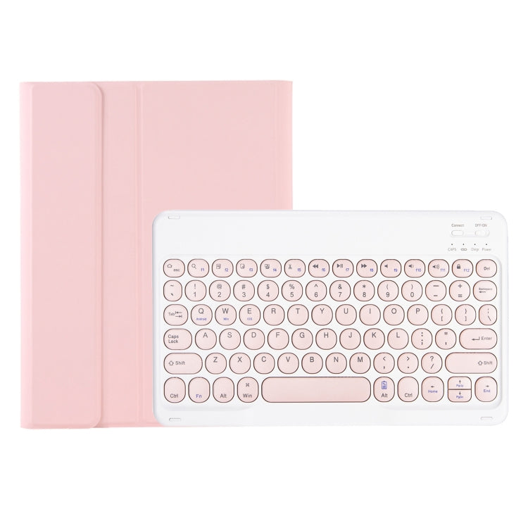 For Samsung Galaxy Tab S9 FE Candy Color TPU Round Keycap Bluetooth Keyboard Leather Case with Pen Slot(Pink) - Samsung Keyboard by PMC TechLife | Online Shopping South Africa | PMC TechLife