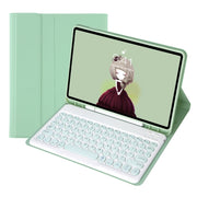 For Samsung Galaxy Tab S10 FE / S9 FE / S9 Candy Color TPU Round Keycap Bluetooth Keyboard Leather Case with Pen Slot(Light Green)