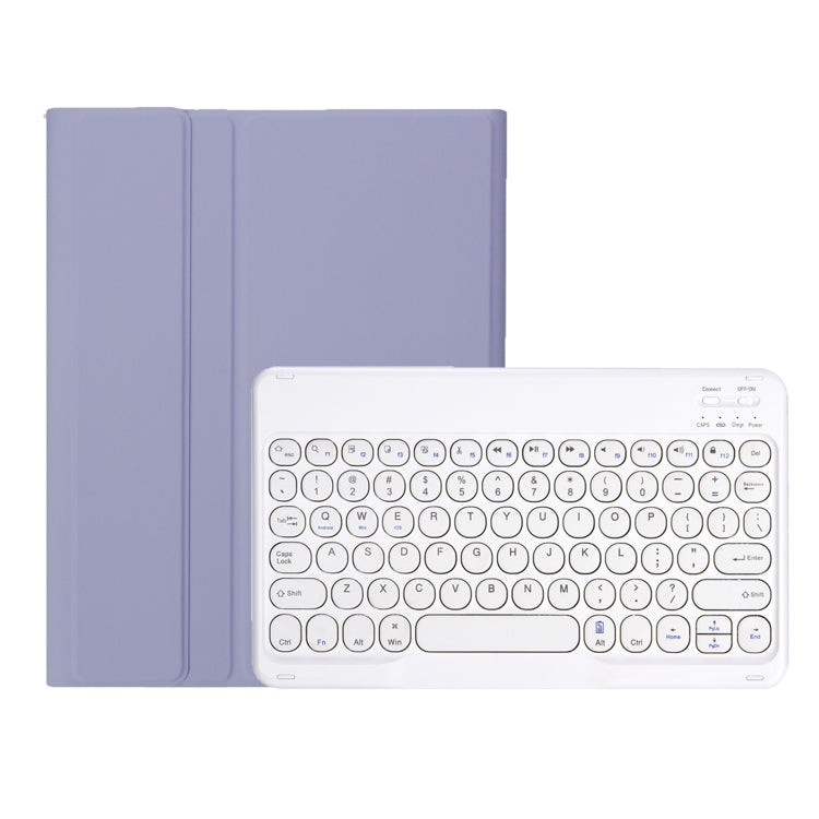 For Samsung Galaxy Tab S10 FE / S9 FE / S9 Candy Color TPU Round Keycap Bluetooth Keyboard Leather Case with Pen Slot(Purple) - free shipping - PMC TechLife - Order now!
