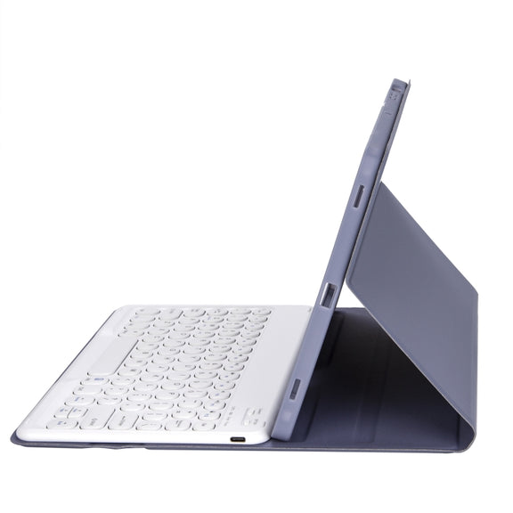 For Samsung Galaxy Tab S10 FE / S9 FE / S9 Candy Color TPU Round Keycap Bluetooth Keyboard Leather Case with Pen Slot(Purple)
