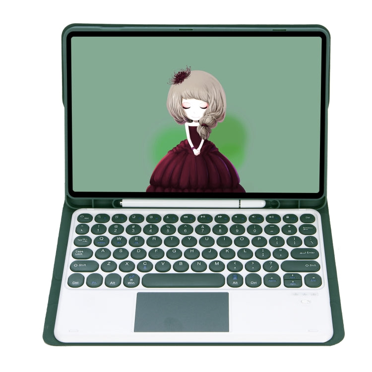 For Samsung Galaxy Tab S9 FE Candy Color TPU Round Keycap Touch Bluetooth Keyboard Leather Case(Dark Green) - Samsung Keyboard by PMC TechLife | Online Shopping South Africa | PMC TechLife