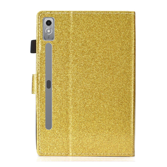 For Lenovo Tab P12 2023 / TB370FU Varnish Glitter Powder Smart Leather Tablet Case(Yellow)