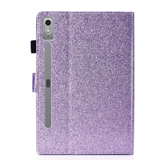 For Lenovo Tab P12 2023 / TB370FU Varnish Glitter Powder Smart Leather Tablet Case(Purple)