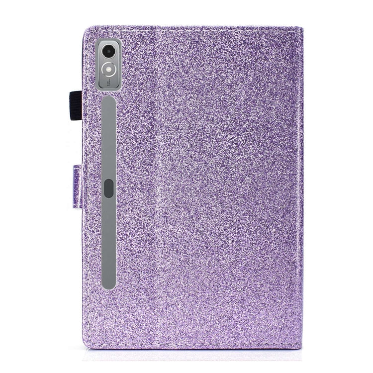 For Lenovo Tab P12 2023 / TB370FU Varnish Glitter Powder Smart Leather Tablet Case(Purple)