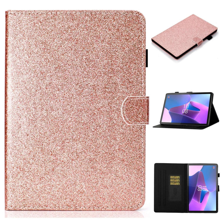 For Lenovo Tab P12 2023 / TB370FU Varnish Glitter Powder Smart Leather Tablet Case(Rose Gold) - Lenovo by PMC TechLife | Online Shopping South Africa | PMC TechLife | Buy Now Pay Later Mobicred