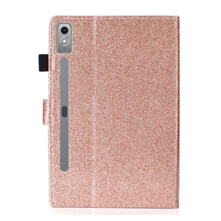 For Lenovo Tab P12 2023 / TB370FU Varnish Glitter Powder Smart Leather Tablet Case(Rose Gold) - Lenovo by PMC TechLife | Online Shopping South Africa | PMC TechLife | Buy Now Pay Later Mobicred
