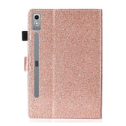 For Lenovo Tab P12 2023 / TB370FU Varnish Glitter Powder Smart Leather Tablet Case(Rose Gold)