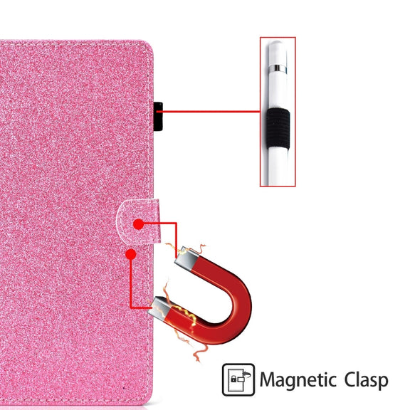 For Lenovo Tab P12 2023 / TB370FU Varnish Glitter Powder Smart Leather Tablet Case(Pink)