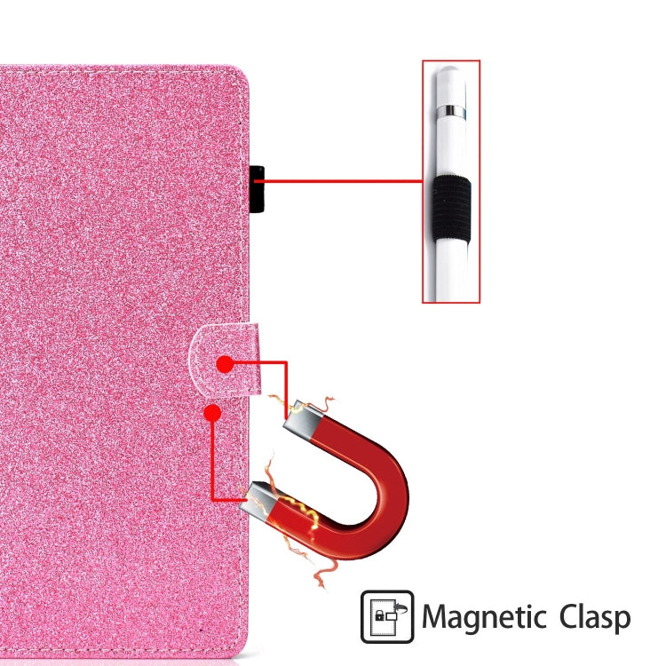 For Lenovo Tab P12 2023 / TB370FU Varnish Glitter Powder Smart Leather Tablet Case(Pink)