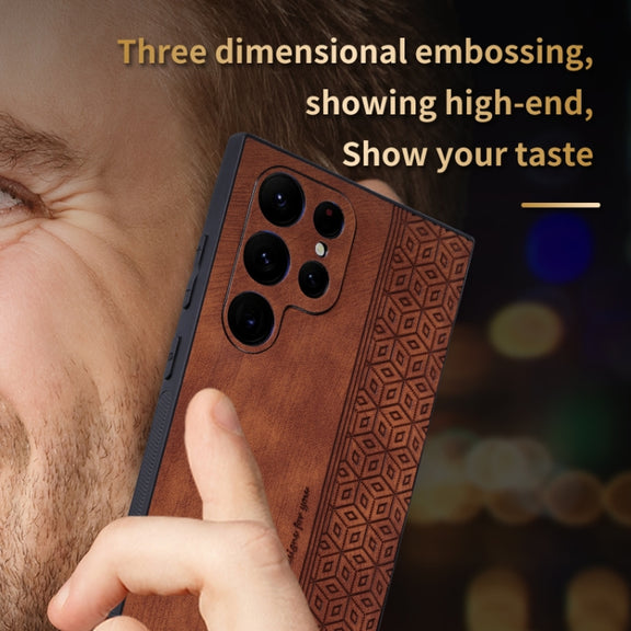 For Samsung Galaxy S24 Ultra 5G AZNS 3D Embossed Skin Feel Phone Case(Black)