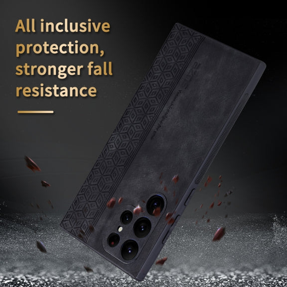 For Samsung Galaxy S24 Ultra 5G AZNS 3D Embossed Skin Feel Phone Case(Black)