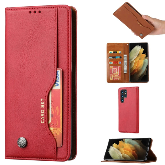 For Samsung Galaxy S25 Ultra 5G Knead Skin Texture Flip Leather Phone Case(Red)
