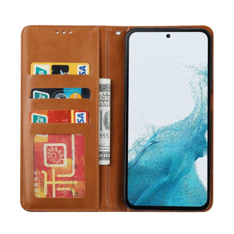 For Samsung Galaxy S25+ 5G Knead Skin Texture Flip Leather Phone Case(Brown) - free shipping - PMC Jewellery - Order now!