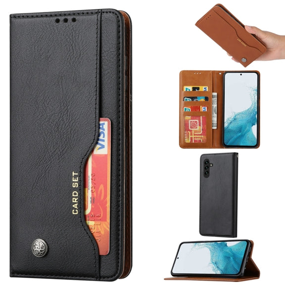 For Samsung Galaxy S25 5G Knead Skin Texture Flip Leather Phone Case(Black)