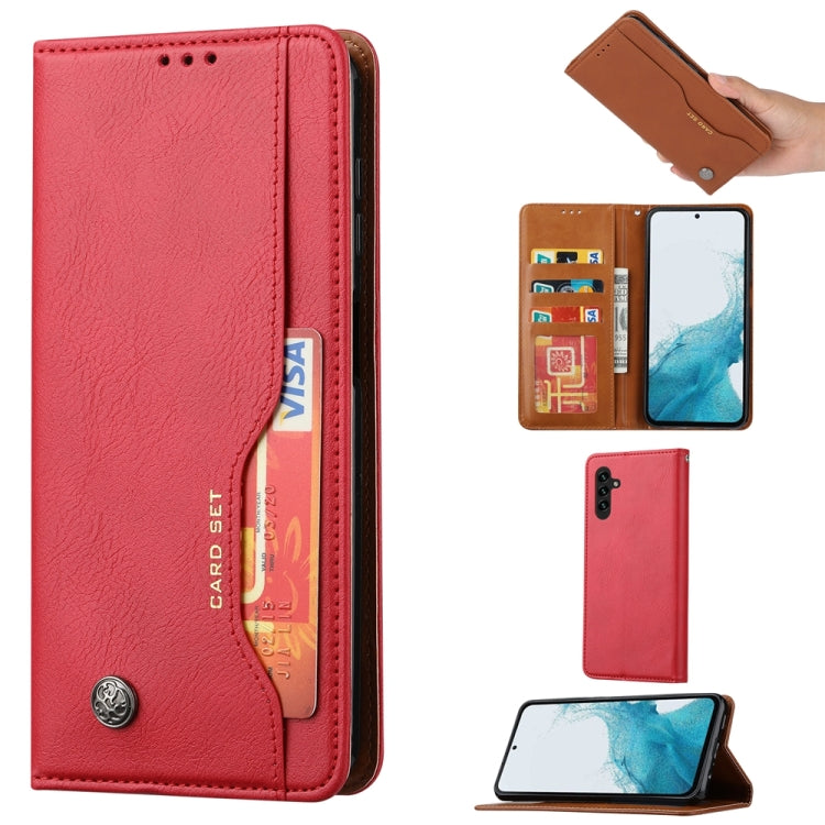For Samsung Galaxy S25 5G Knead Skin Texture Flip Leather Phone Case(Red) - Galaxy S25 5G Cases by PMC Jewellery | Online Shopping South Africa | PMC Jewellery | Buy Now Pay Later Mobicred