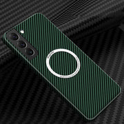 For Samsung Galaxy S25+ 5G Carbon Fiber Texture MagSafe Magnetic Phone Case(Green)