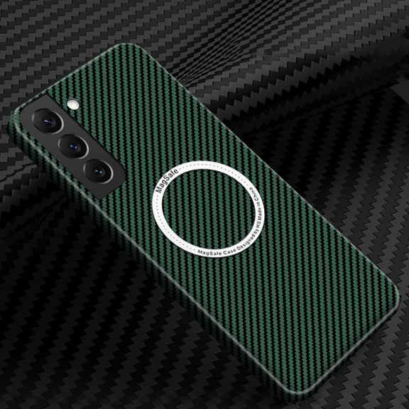 For Samsung Galaxy S25+ 5G Carbon Fiber Texture MagSafe Magnetic Phone Case(Green)