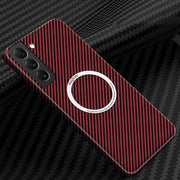 For Samsung Galaxy S25+ 5G Carbon Fiber Texture MagSafe Magnetic Phone Case(Red)