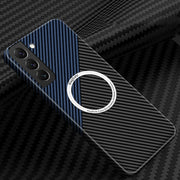 For Samsung Galaxy S25+ 5G Carbon Fiber Texture MagSafe Magnetic Phone Case(Black Blue)