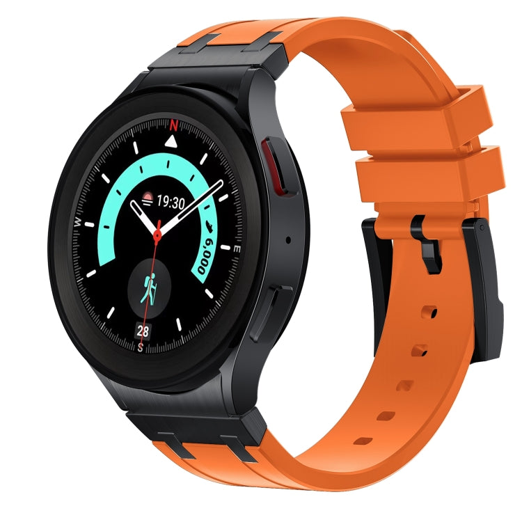 For Samsung Galaxy watch 4 / 5 / 6 AP Series Liquid Silicone Watch Band(Black Orange) - Watch Bands by PMC TechLife | Online Shopping South Africa | PMC TechLife