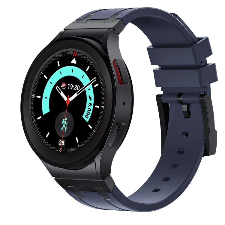 For Samsung Galaxy Watch 4 / 5 / 6 AP Series Liquid Silicone Watch Band(Black Blue) - free shipping - PMC TechLife - Order now!