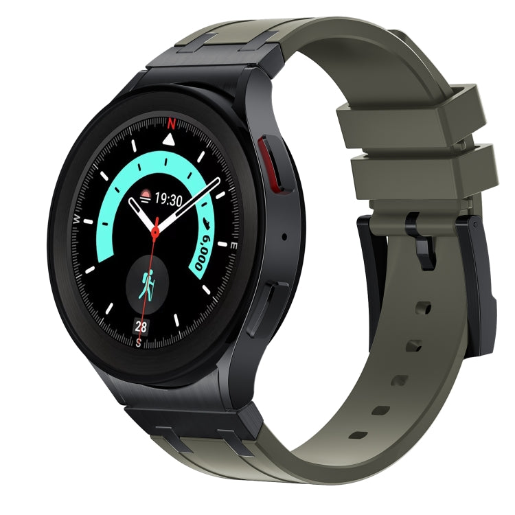 For Samsung Galaxy watch 4 / 5 / 6 AP Series Liquid Silicone Watch Band(Black Green) - Watch Bands by PMC TechLife | Online Shopping South Africa | PMC TechLife