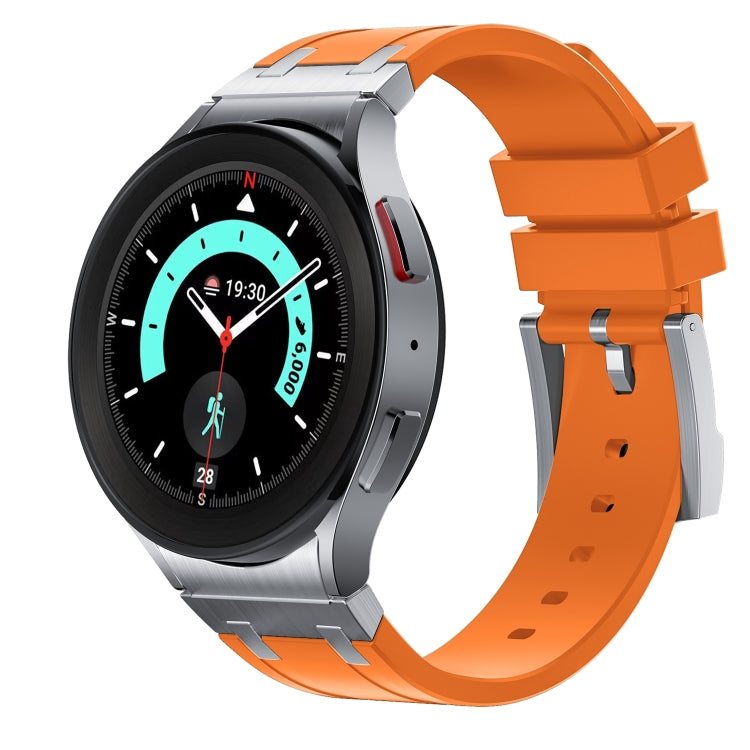 For Samsung Galaxy watch 4 / 5 / 6 AP Series Liquid Silicone Watch Band(Silver Orange) - Watch Bands by PMC TechLife | Online Shopping South Africa | PMC TechLife