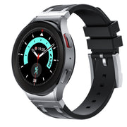 For Samsung Galaxy watch 4 / 5 / 6 AP Series Liquid Silicone Watch Band(Silver Black)