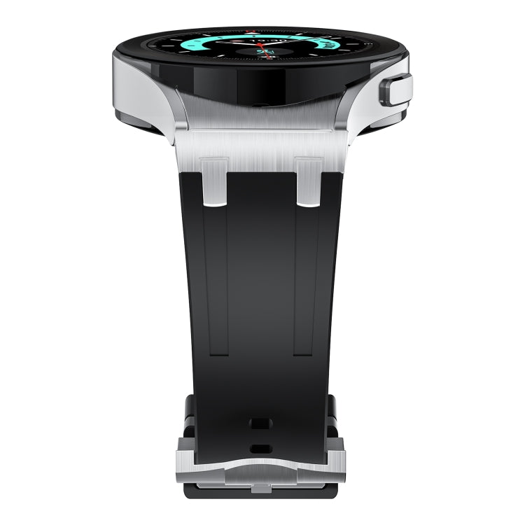 For Samsung Galaxy watch 4 / 5 / 6 AP Series Liquid Silicone Watch Band(Silver Black)