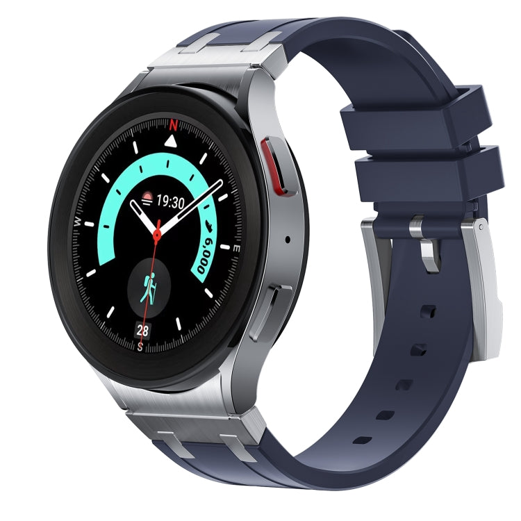 For Samsung Galaxy watch 4 / 5 / 6 AP Series Liquid Silicone Watch Band(Silver Blue) - Watch Bands by PMC TechLife | Online Shopping South Africa | PMC TechLife