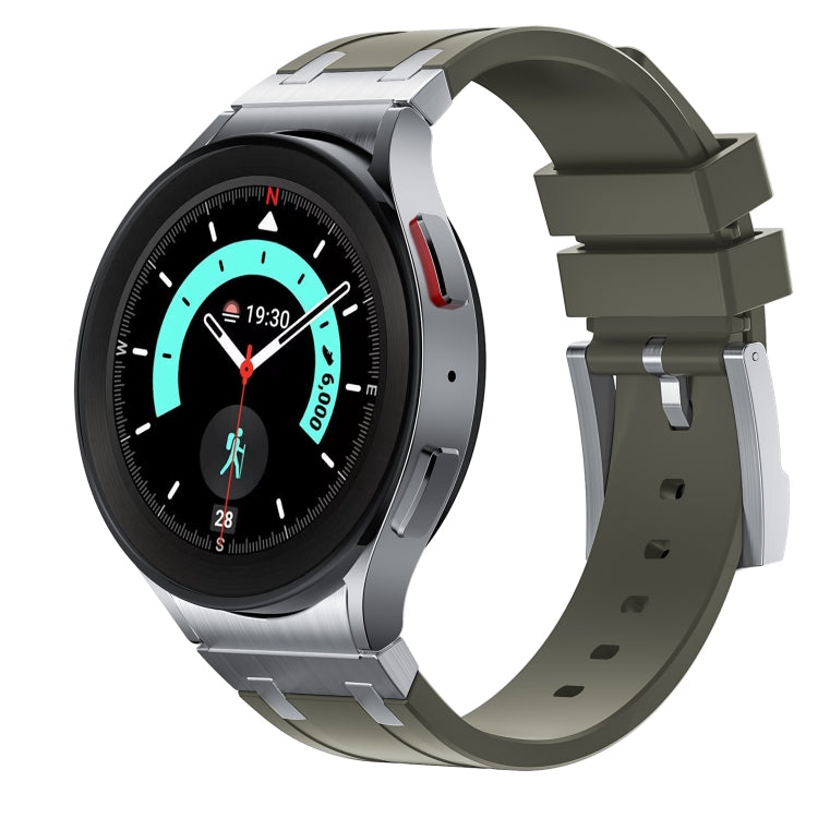 For Samsung Galaxy watch 4 / 5 / 6 AP Series Liquid Silicone Watch Band(Silver Green) - Watch Bands by PMC TechLife | Online Shopping South Africa | PMC TechLife