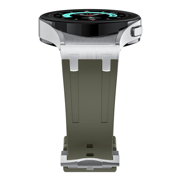 For Samsung Galaxy watch 4 / 5 / 6 AP Series Liquid Silicone Watch Band(Silver Green)
