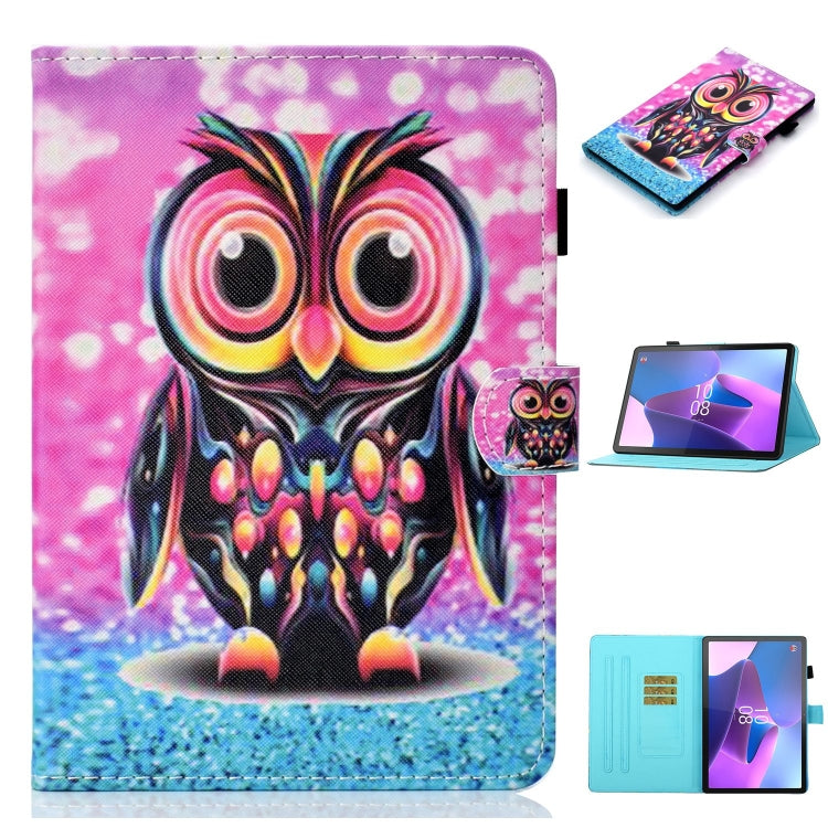 For Lenovo Tab P12 2023 / TB370FU Coloured Drawing Stitching Smart Leather Tablet Case(Owl) - Lenovo by PMC TechLife | Online Shopping South Africa | PMC TechLife | Buy Now Pay Later Mobicred