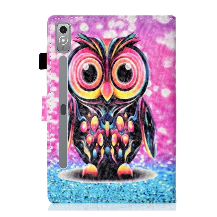 For Lenovo Tab P12 2023 / TB370FU Coloured Drawing Stitching Smart Leather Tablet Case(Owl) - Lenovo by PMC TechLife | Online Shopping South Africa | PMC TechLife | Buy Now Pay Later Mobicred
