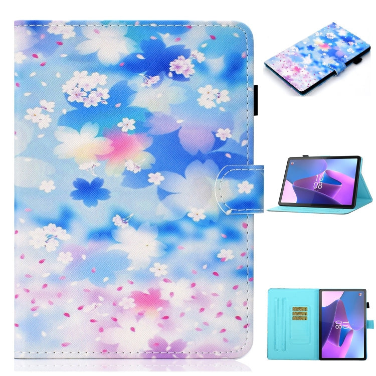 For Lenovo Tab P12 2023 / TB370FU Coloured Drawing Stitching Smart Leather Tablet Case(Petal Shower) - Lenovo by PMC TechLife | Online Shopping South Africa | PMC TechLife | Buy Now Pay Later Mobicred